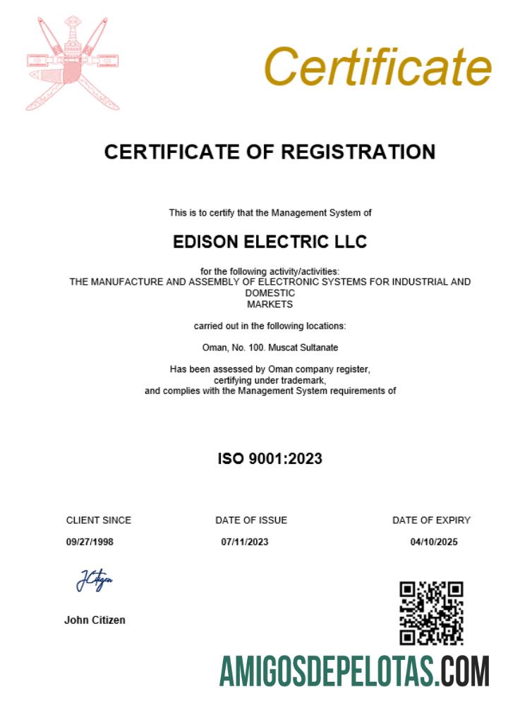 Modelo realista de certificado de registro comercial de Omã em Word e PDF